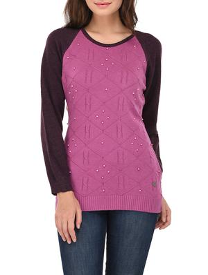 pink woollen pearl embellished pullover - 14422134 - Standard Image - 1