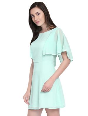 blue a-line dress with cape sleeves - 14422233 - Standard Image - 3