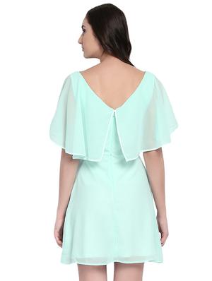 blue a-line dress with cape sleeves - 14422233 - Standard Image - 4