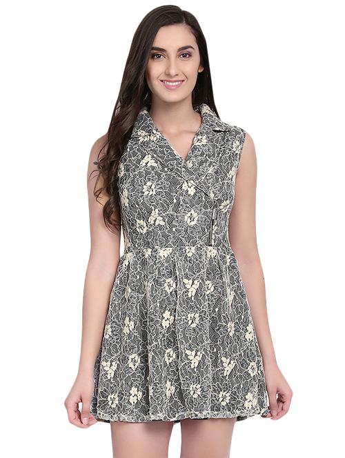 grey lacy a-line dress - 14422236 - Standard Image - 1