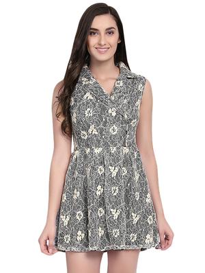 Grey lacy a-line dress - 14422236 - Standard Image - 1