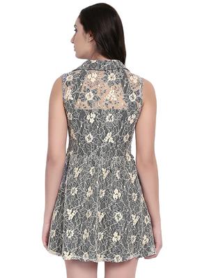 grey lacy a-line dress - 14422236 - Standard Image - 3