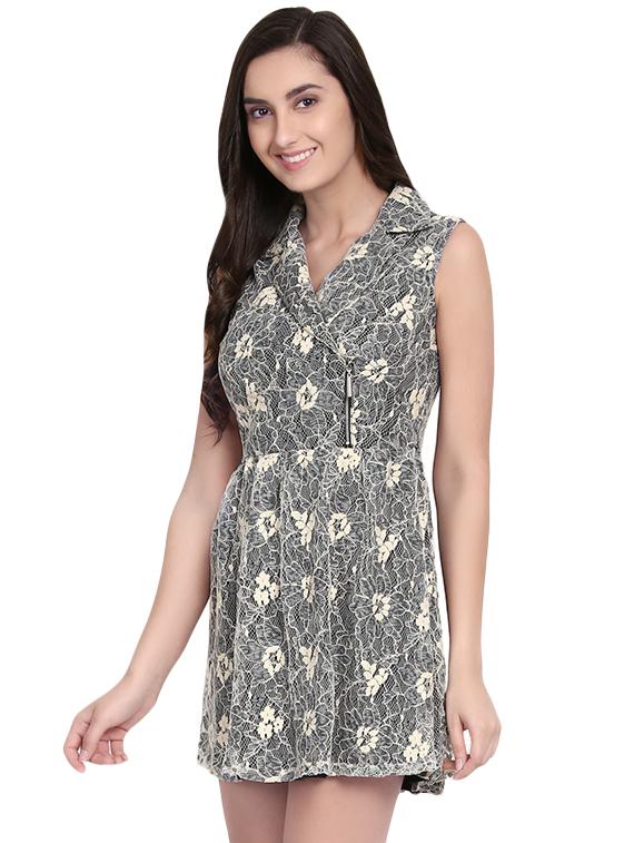 grey lacy a-line dress - 14422236 - Zoom Image - 2