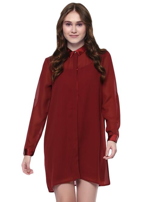 maroon shirt dress - 14422298 - Standard Image - 1