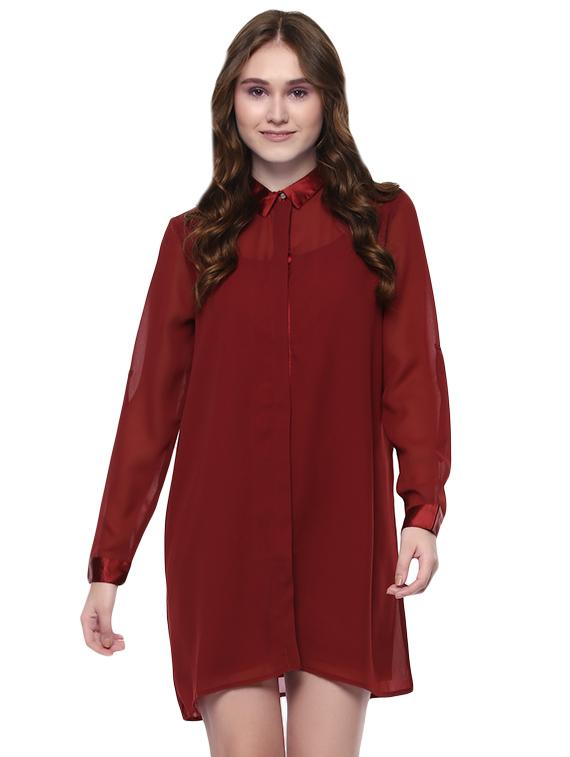 maroon shirt dress - 14422298 - Zoom Image - 1