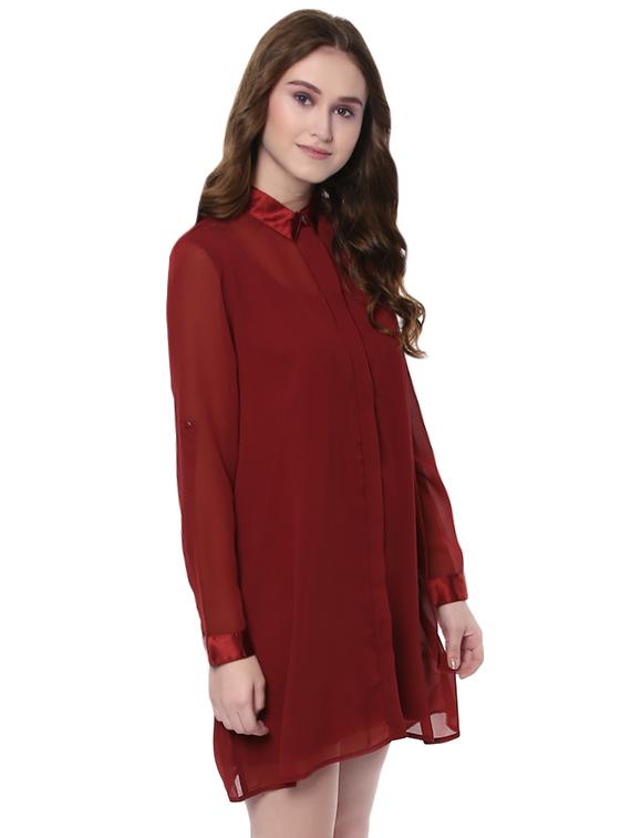 maroon shirt dress - 14422298 - Zoom Image - 2
