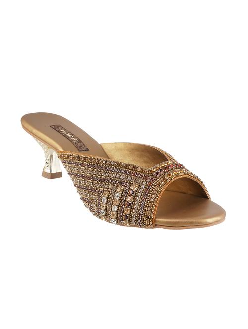 gold sheet slip on sandals - 14422787 - Very Small Image - 1