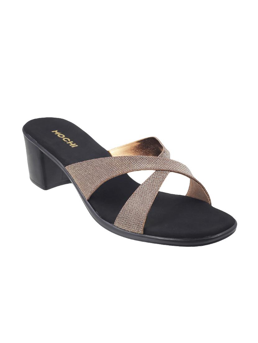 gold sheet slip on sandals - 14422921 - Zoom Image - 1