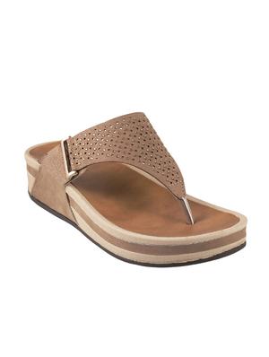 brown open thong wedge - 14422962 - Standard Image - 1