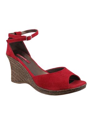 red ankle strap wedge - 14422995 - Standard Image - 1