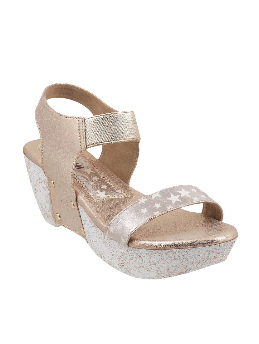 gold pu back strap wedges - 14423056 - Zoom Image - 1