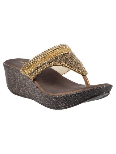 gold open thong wedge - 14423087 - Very Small Image - 1