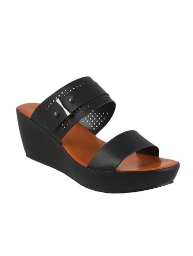 black pu slip on wedges - 14423134 - Very Small Image - 1
