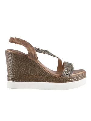 gold pu back strap wedges - 14423154 - Standard Image - 1