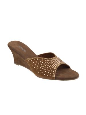 gold sheet slip on wedges - 14423181 - Standard Image - 1
