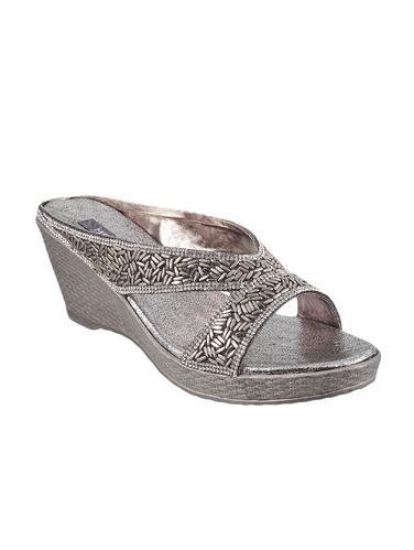 grey pu slip on wedges - 14423192 - Very Small Image - 1