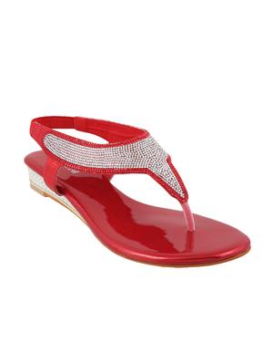 red sheet back strap sandals - 14423194 - Standard Image - 1