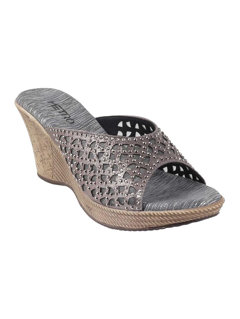 grey pu slip on wedges - 14423197 - Zoom Image - 1