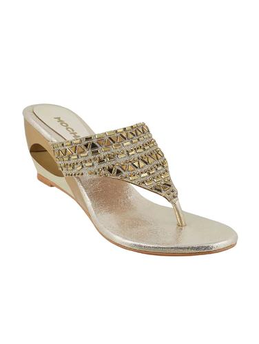gold open thong wedge - 14423211 - Very Small Image - 1