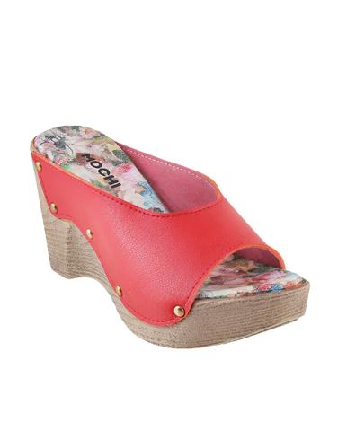 red pu slip on wedges - 14423222 - Very Small Image - 1