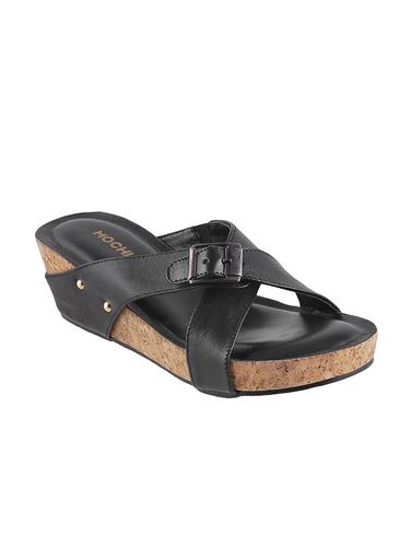 black leather slip on wedges - 14423229 - Very Small Image - 1