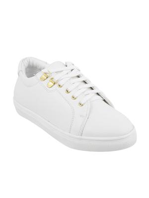 white pu laceup sneakers - 14423297 - Standard Image - 1