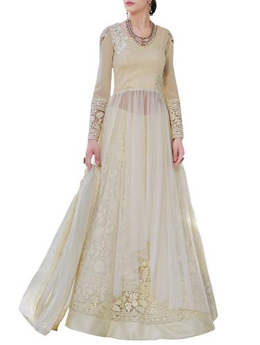 beige skirt suit unstitched suit - 14423633 - Very Small Image - 1