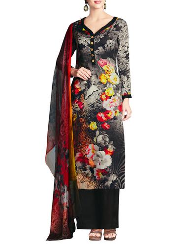black palazzo suit unstitched suit - 14423678 - Very Small Image - 1