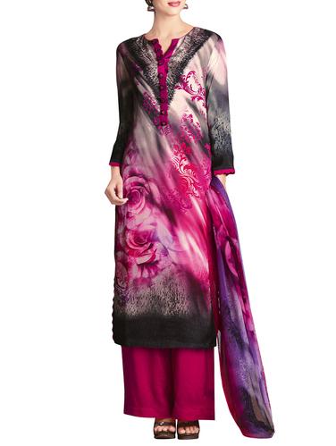 pink palazzo suit unstitched suit - 14423682 - Very Small Image - 1