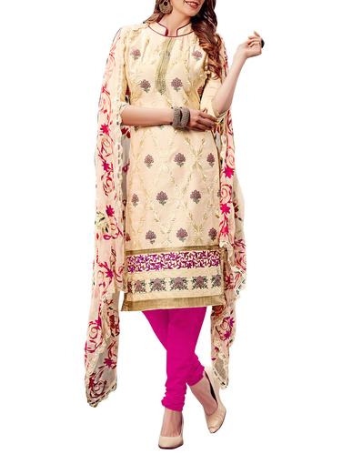 beige churidaar suit unstitched suit - 14423696 - Very Small Image - 1
