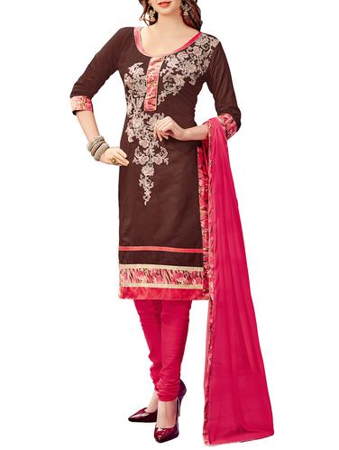 brown churidaar suit unstitched suit - 14423698 - Very Small Image - 1