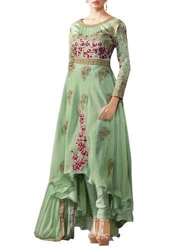 green high low suit unstitched suit - 14423699 - Very Small Image - 1