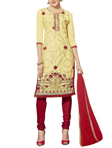 yellow churidaar suit unstitched suit - 14423735 - Very Small Image - 1