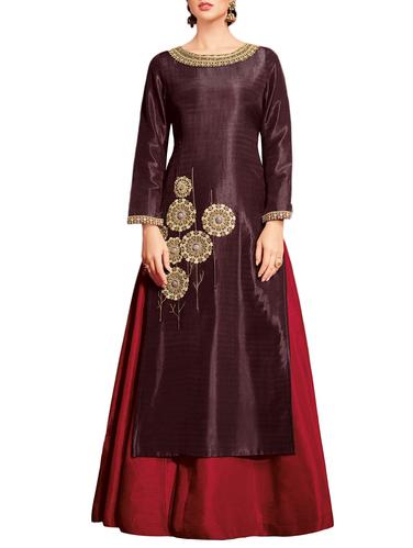 purple skirt suit unstitched suit - 14423738 - Very Small Image - 1