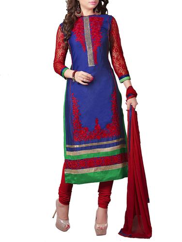 blue churidaar suit unstitched suit - 14423757 - Very Small Image - 1