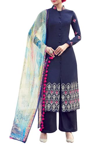 blue palazzo suit unstitched suit - 14423763 - Very Small Image - 1