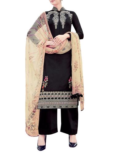 black palazzo suit unstitched suit - 14423764 - Very Small Image - 1