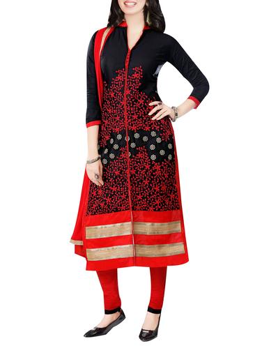 black cotton churidaar suits unstitched suit - 14423770 - Very Small Image - 1