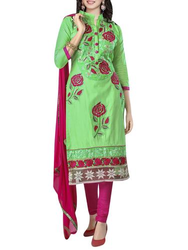 green churidaar suit unstitched suit - 14423773 - Very Small Image - 1
