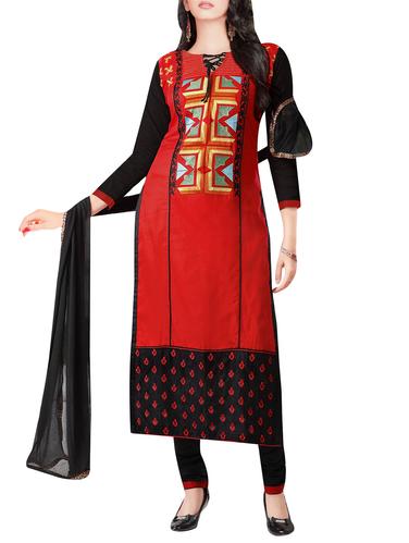black cotton straight pant suits unstitched suit - 14423778 - Very Small Image - 1