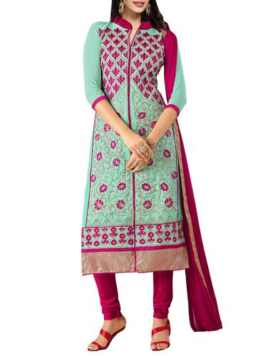 blue churidaar suit unstitched suit - 14423781 - Very Small Image - 1