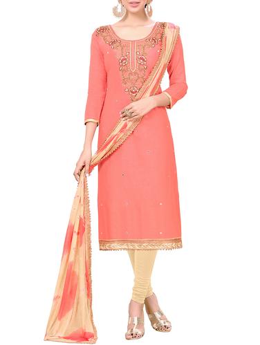 orange cotton dress material - 14423783 - Very Small Image - 1