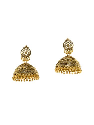 gold metal drop earring - 14424122 - Very Small Image - 1