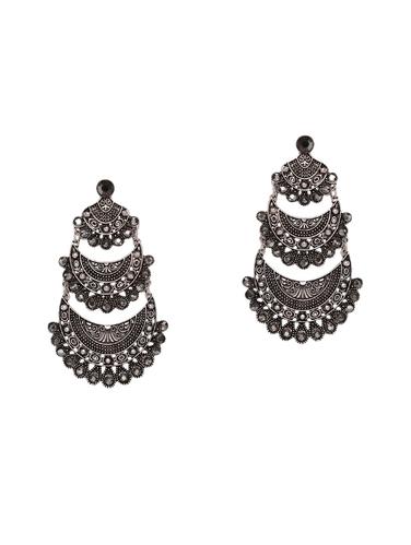 silver metal chandelier earrings - 14424124 - Very Small Image - 1
