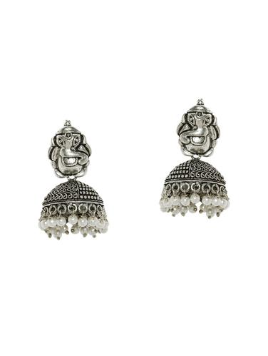 silver metal jhumka earrings - 14424132 - Very Small Image - 1