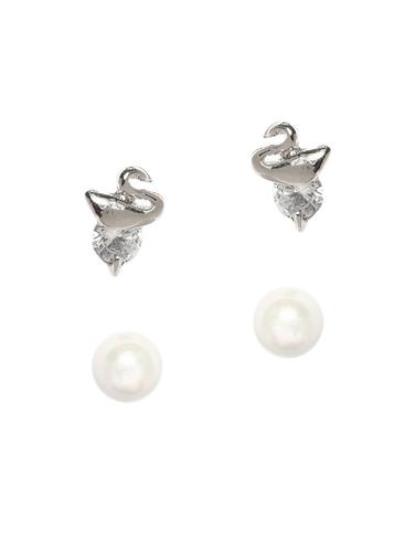silver metal studs earring - 14424133 - Very Small Image - 1