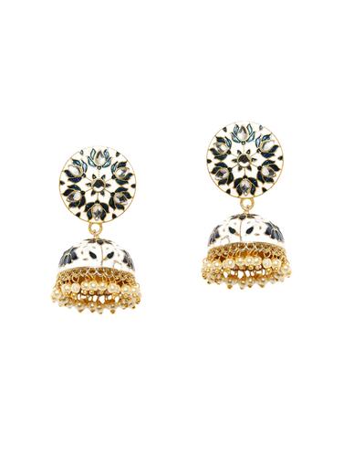 white metal jhumka earrings - 14424141 - Very Small Image - 1