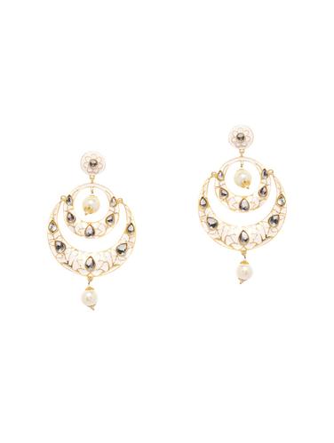 white metal chandballi earrings - 14424143 - Very Small Image - 1