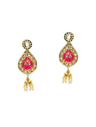 pink metal drop earrings - 14424144 - Very Small Image - 1