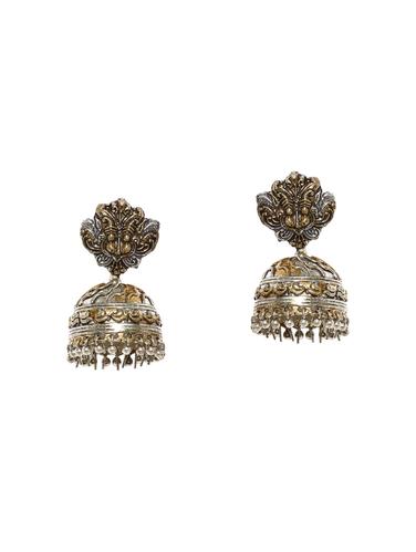 silver metal jhumka earrings - 14424156 - Very Small Image - 1